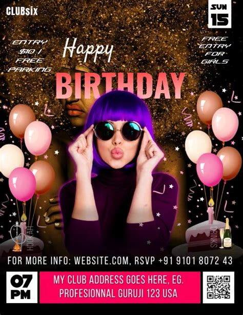 Birthday Night Party Flyer Design Template Postermywall