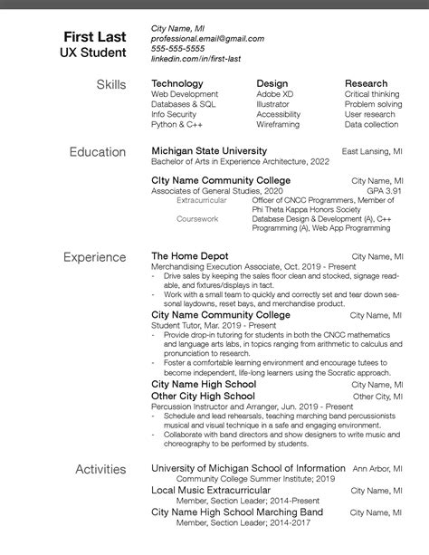 Thoughts On My Resume For A Ux Internship Home Depot Rresume