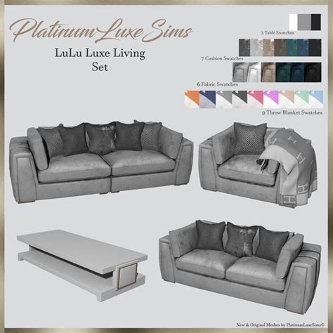 Lulu Luxe Living Set Platinumluxesims Sims Beds Living Room Sims