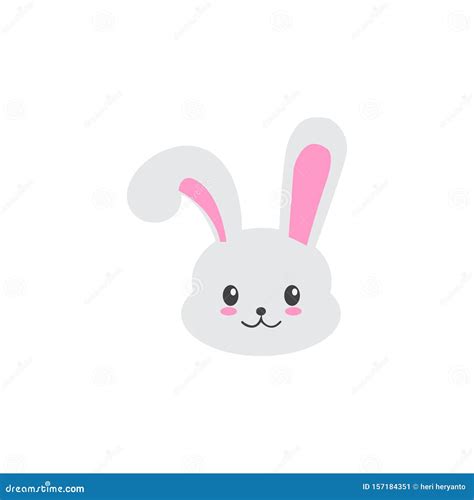 Cute Bunny Vector Graphic Icon Rabbit Face Illustration Stock