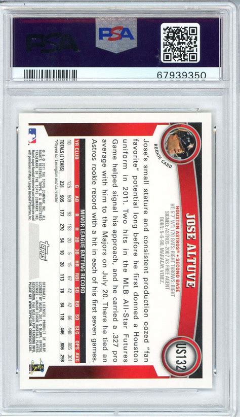 Graded Topps Update Jose Altuve Us Rookie Rc Baseball Card Psa