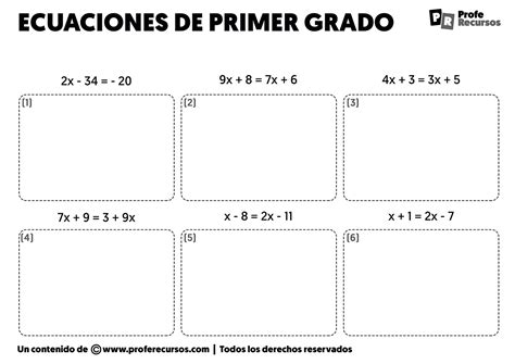 Ecuaciones De Primer Grado Para Primero De La Eso