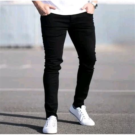 Jual Celana Jeans Pria Melar Premium Hitam Streetch Panjang Slim Fit