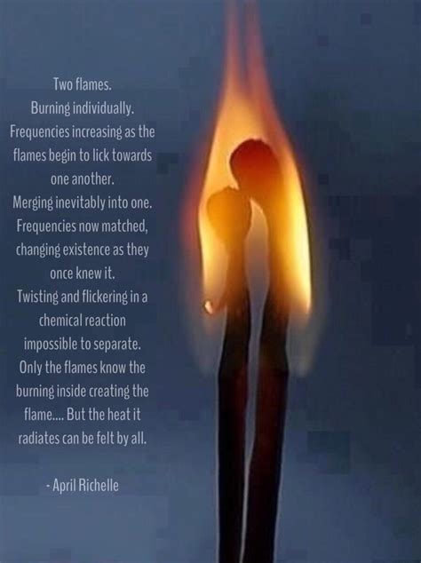 Two Flames In The Middle Of A Blue Background With A Poem Written On It