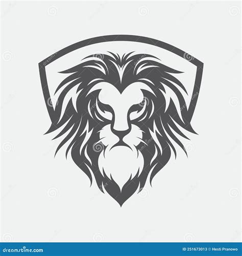 Silhouette Lion Head Logo Design Vector With Shield Stock Vector Illustration Of Abstract