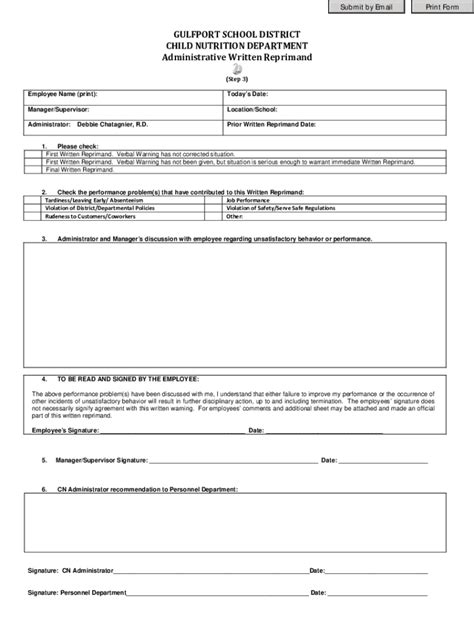 Fillable Online GSD CN Administrative Written Reprimand Form Step 3