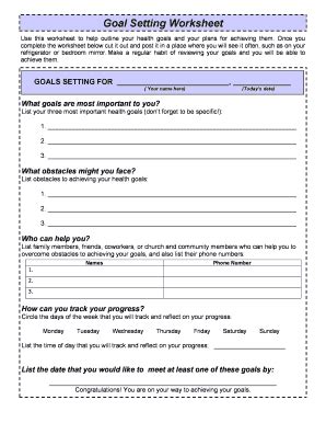 Wellness Goals Worksheet: Complete with ease | airSlate SignNow