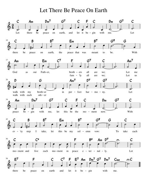 Let There Be Peace On Earth Sheet Music For Piano Download Free In Pdf Or Midi