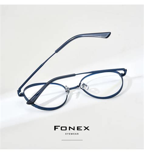 FONEX Titanium Glasses Frame Men Vintage Round Eyeglasses