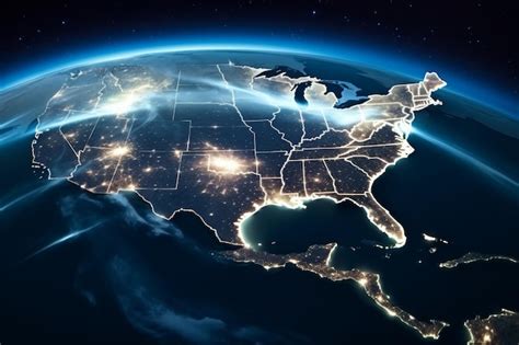 Premium Photo United States Night Lights A Space View Of Illuminated Cities Usa From Nasa