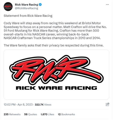 Nascar Indefinitely Suspends Cody Ware After He Was Arrested For