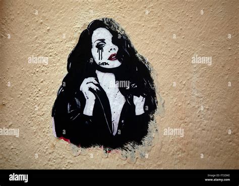 Woman Crying Graffiti On A Wall Stock Photo Alamy