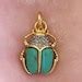 Scarab Charm Pendant Turquoise Micro Pave 14K Gold Etsy