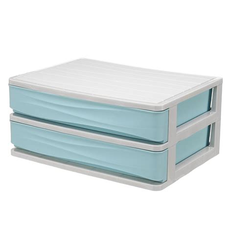 Double Deck Desktop Comestics Makeup Storage Drawer Box Saving Space