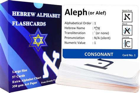 Amazon Zivosely Hebrew Biblical Alphabet Flashcards Complete