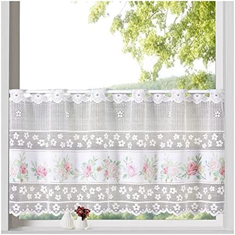 Amazon De Heimtexland Shabby Chic Scheibengardine Jacquard Wei