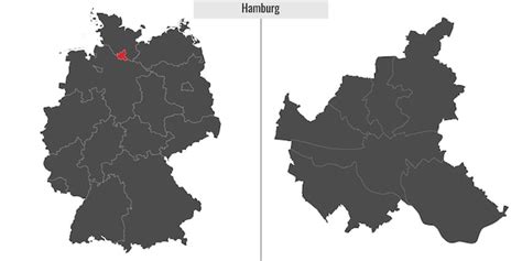 Mapa Del Estado De Hamburgo De Alemania Vector Premium