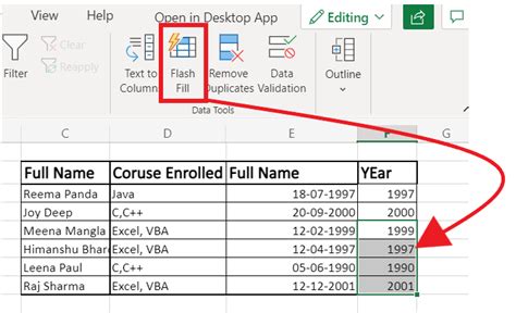 Flash Fill In Excel Javatpoint