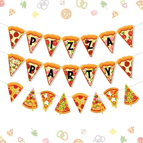 Pizza Party Banner Pizza Party Time Pennant Banner Pizza Theme Party