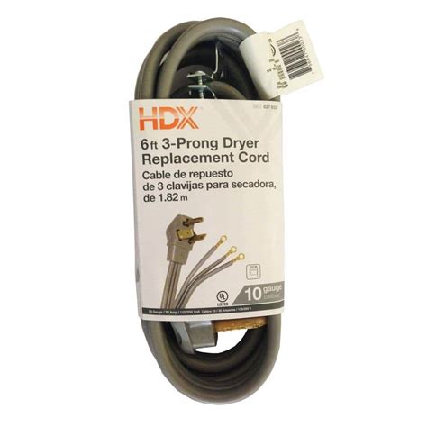 Hdx 6 Ft 103 3 Wire Dryer Cord Hd627 833 The Home Depot