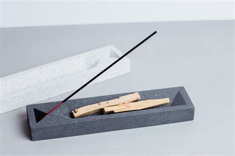 Concrete Jesmonite Incense Holder Modern Geometric Jesmonite White