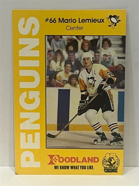 Mario Lemieux 1990 91 Foodland Card Hof 13 Rare Pittsburgh Penguins