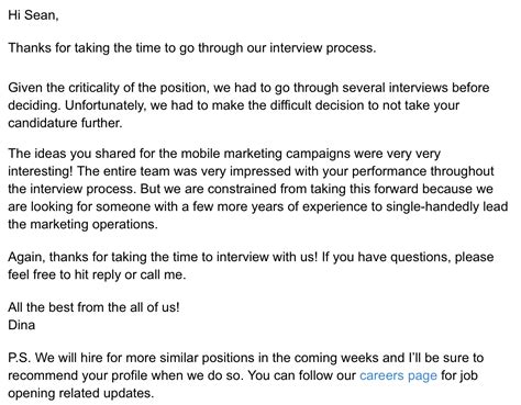 Email Template To Reject Candidate After Interview Prntbl