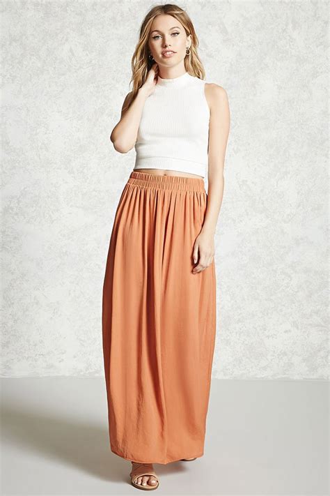 Forever 21 Contemporary A Textured Woven Maxi Skirt Featuring An