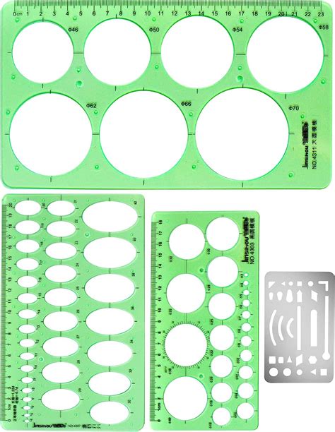 Qfeley Circle And Oval Drawings Templates Stencils 4 Pack Plastic