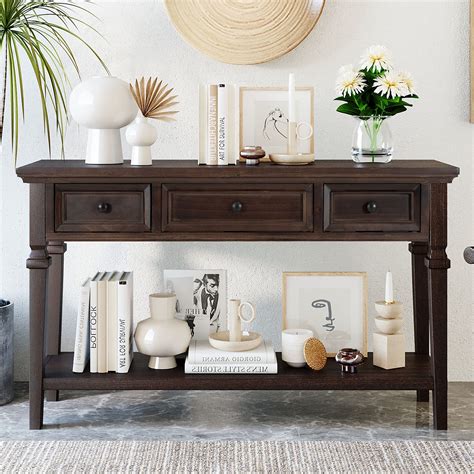 Buy P Purlove Wood Console Table With 3 Drawers 50 Sideboard Table