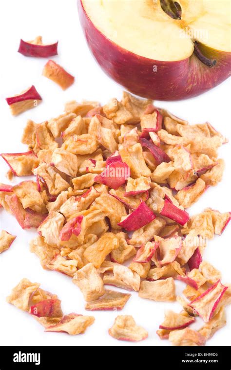 Dried Apple Pieces On White Background Stock Photo Alamy