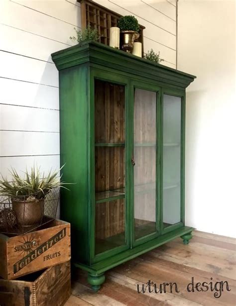 Sold Green Painted Hutch Rustic China Cabinet Farmhouse Etsy Vintage