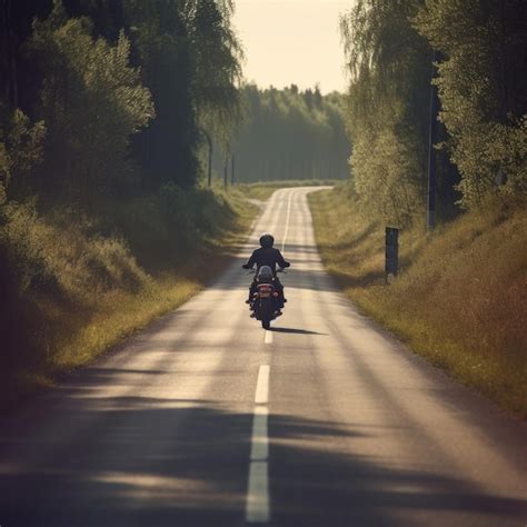 Motociclista En Carretera De Aventura R Pida Foto Premium