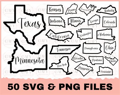 All States Outline Svg Bundle United States Svg Us Etsy