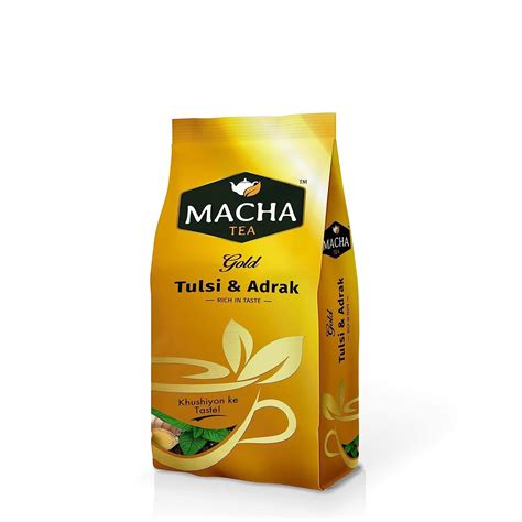 Macha Gold Tulsi And Adrak Tea Blendimmunity Boosting Chai Patti With Tulsi No Artificial