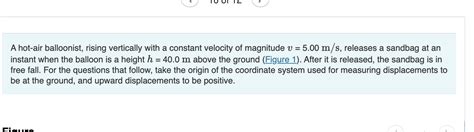 Solved A Hot Air Balloonist Rising Vertically With A Chegg