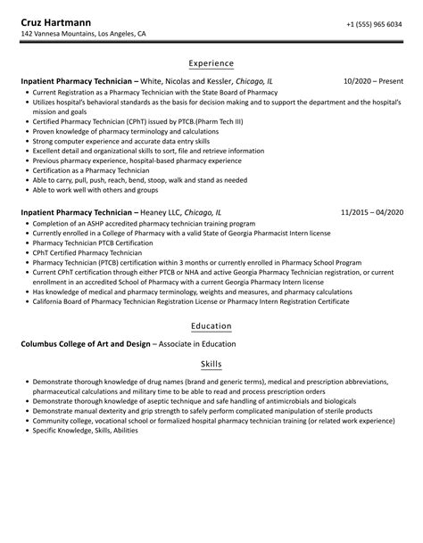 Inpatient Pharmacy Technician Resume Samples Velvet Jobs