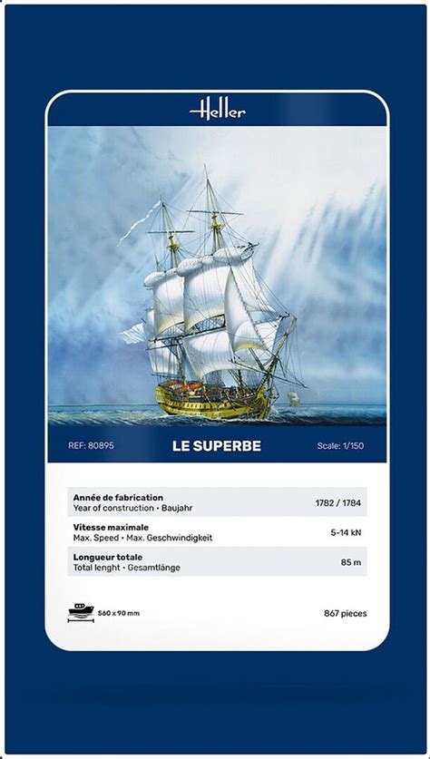 Le Superbe 3 Masted Sailing Ship Plastic Model Sailing Ship Kit 1