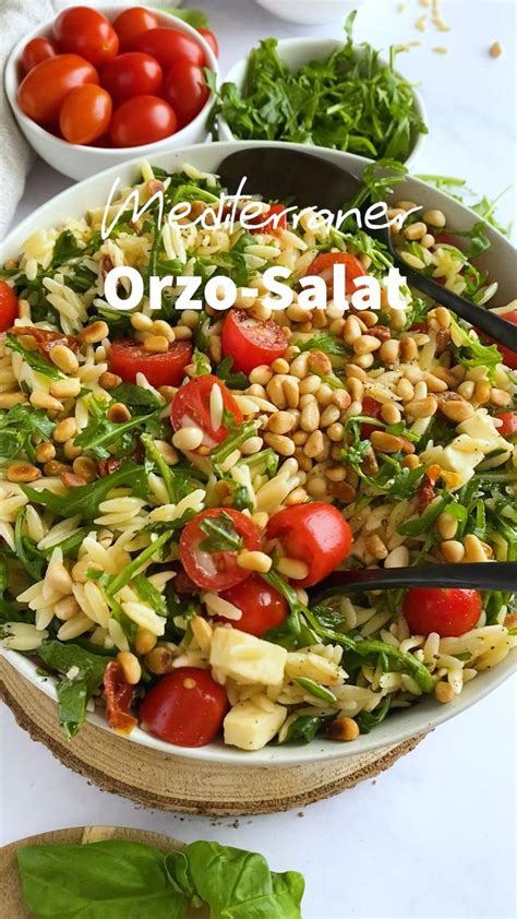 Mediterraner Orzo Salat Italienischer Nudelsalat Rezept Leckere