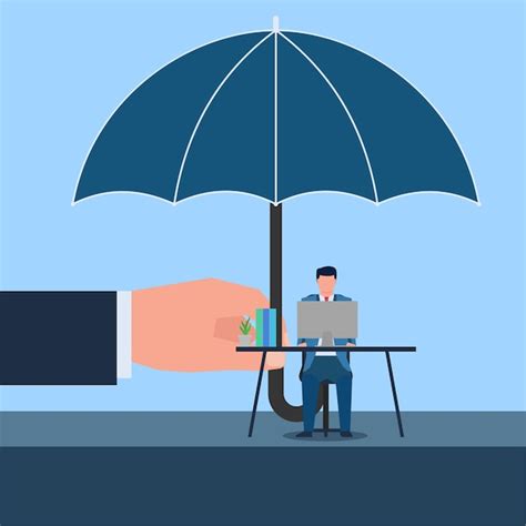 Premium Vector Business Man Work Under Umbrella Metaphor Of Business Protection Business Flat