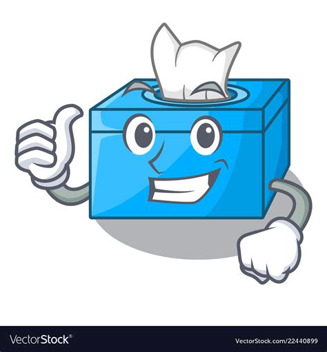 Thumbs up cartoon tissue box in the restaurant Vector Image