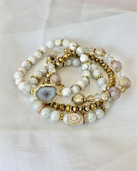 Druzy Bracelet Bracelets For Women Stacking Bead Bracelets White