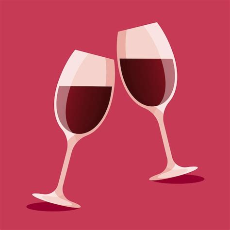 Premium Vector Two Glasses Of Red Wine Vector Illustration