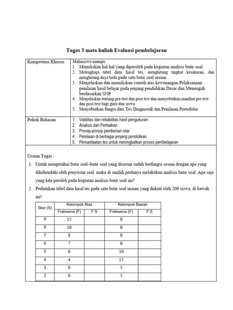 Tugas 3 Mata Kuliah Evaluasi Pembelajaran Pdf