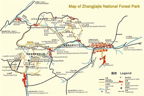 Zhangjiajie National Forest Park Map - Maps of Zhangjiajie