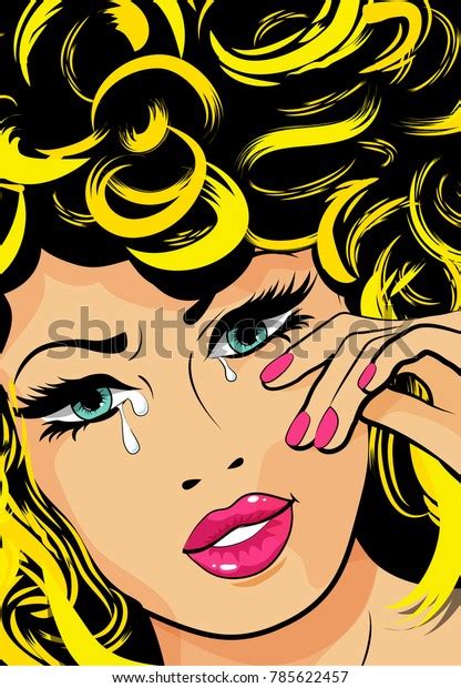 Pop Art Crying Woman Tears Her Stock Vector Royalty Free