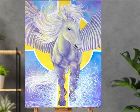 Pegasus Painting Mythological Wall Art Inspiring Painting - Etsy