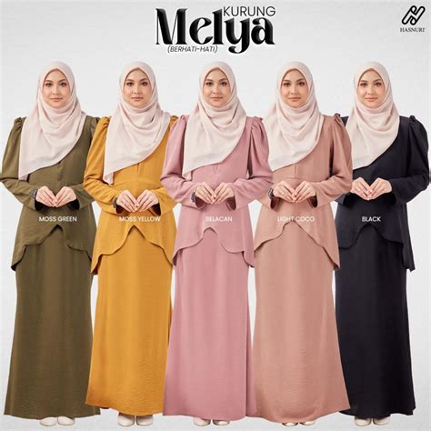 Baju Kurung Melya Scallop Raya By Hasnuri Shopee Malaysia