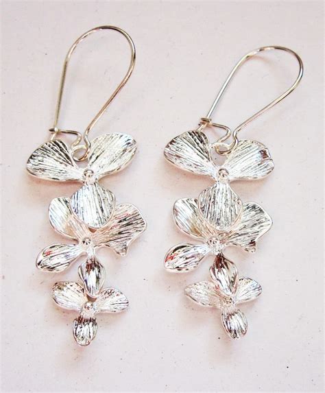 Orchid Flower Earrings Silver Earrings Wedding Jewelry Etsy