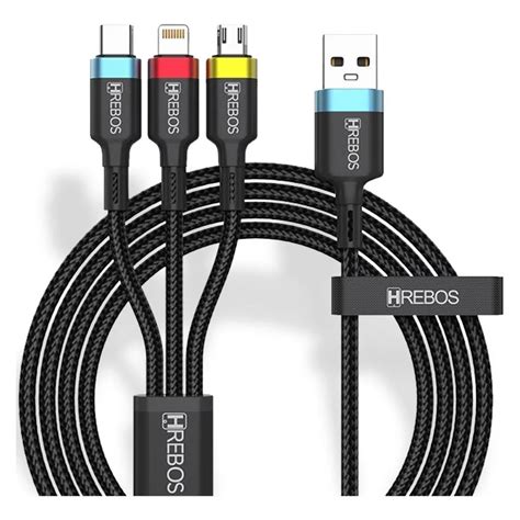 Cabo Universal Carregador 3 Em 1 Turbo 3 1a Hrebos Hs 326 Lightning Tipo C Micro Usb V8 Shopee